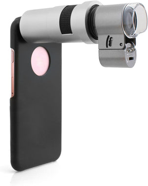 Objectif de microscope 200x à clipser pour photographie System-S avec lumière LED et UV pour iPhone 6 6s et smartphone tablette PC 