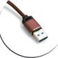 SYSTEM-S Micro USB  (male) zu USB A 3.0. (male) Adapter Datenkabel Ladekabel 25cm Lederoptik in Braun