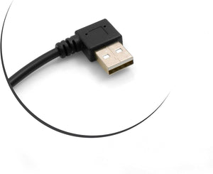 SYSTEM-S Mini USB Conector en ángulo izquierdo de 90° a conector USB tipo A Cable en ángulo recto Cable de datos Cable de carga 26 cm