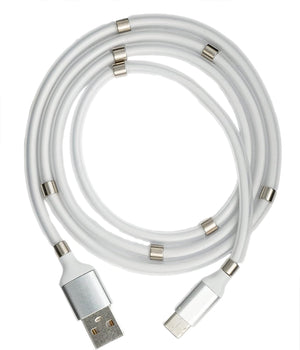 Cable USB 3.1 autorretráctil 1 m Tipo C macho a 2.0 Tipo A macho en color blanco