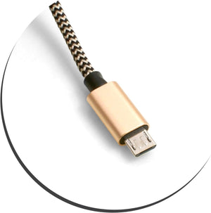 SYSTEM-S Cable Micro USB (Macho) a USB A 2.0 (Macho) 100 cm revestimiento de nailon trenzado negro/blanco