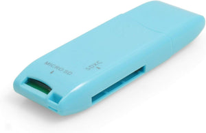 Adaptador lector de tarjetas System-S 2 en 1 USB Tipo A 3.0 a Micro SD SDXC SDHC en color azul