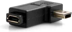 SYSTEM-S Micro USB socket to Mini USB plug 90° degree angle left angled plug adapter plug
