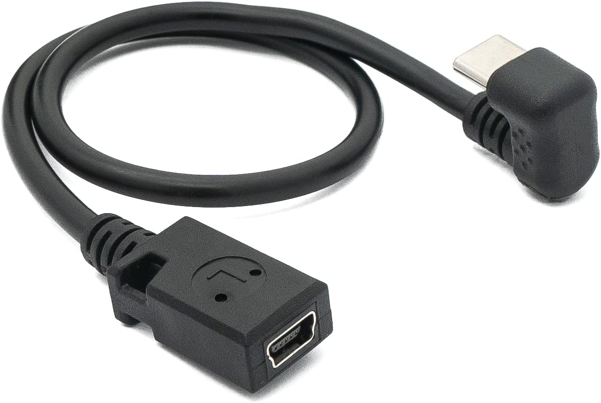 System-S USB 3.1 cable 30 cm type C plug to 2.0 mini B socket 180° angle in black