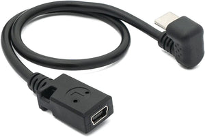 System-S USB 3.1 Kabel 30 cm Typ C Stecker zu 2.0 Mini B Buchse 180° Winkel in Schwarz