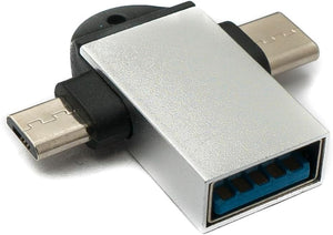 SYSTEM-S USB Y adapter 3.1 Type C & 2.0 Micro B male to 3.0 A female loop in gray