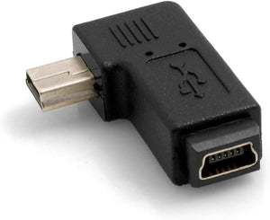 SYSTEM-S Mini USB (Female) to Mini USB (Male) 90° left angled right angle plug USB adapter