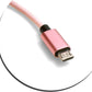 SYSTEM-S Micro USB 2.0 cable 200 cm braided nylon jacket pink