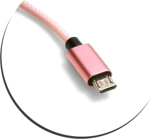 SYSTEM-S Micro USB 2.0 cable 200 cm braided nylon jacket pink