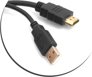 SYSTEM-S USB A and HDMI extension cable built-in socket cable length 99 cm