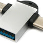 SYSTEM-S USB Y adapter 3.1 Type C & 2.0 Micro B male to 3.0 A female loop in gray