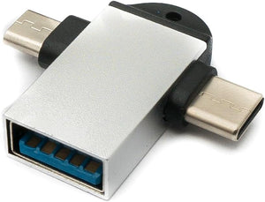 SYSTEM-S USB Y adapter 3.1 Type C & 2.0 Micro B male to 3.0 A female loop in gray