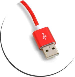 SYSTEM-S Micro USB cable (male) to USB A 2.0. (male) adapter data cable charging cable 25cm nylon braided in red