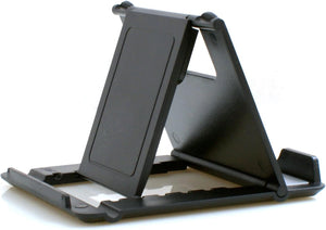 SYSTEM-S Universal Ständer Halter Klappständer Standfuss Tablet Tisch Halterung 6 Stufen Neigung einstellbar 60-75° für Tablet PC Smartphone und andere Geräte in Schwarz