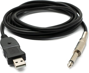 SYSTEM-S Cable USB para guitarra de 3 metros, cable para bajo, conector jack USB a audio 1/4 6,3mm macho