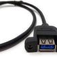 System-S USB Type A 3.0 Down Angled to USB Type A 3.0 Panel Mount Cable 60cm