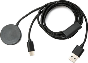 System-S USB 2 in 1 Y Ladestation 120 cm 3.1 Typ C Stecker zu 2.0 Typ A Stecker für Samsung Galaxy Watch 5 Smartwach Kabel