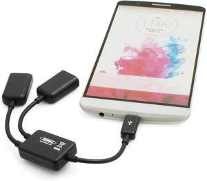 System-S USB 2.0 Micro-B (male) Kabel auf 2X USB A (female) Weichen- Lade- und Datenkabel für Smartphones und Tablets 17cm