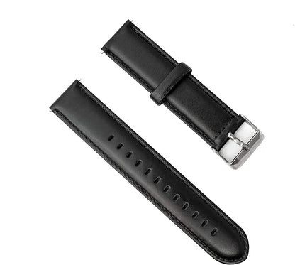 Armband flexibel aus Leder 20mm für Samsung Galaxy Watch 4 Smartwatch Schwarz | System-S