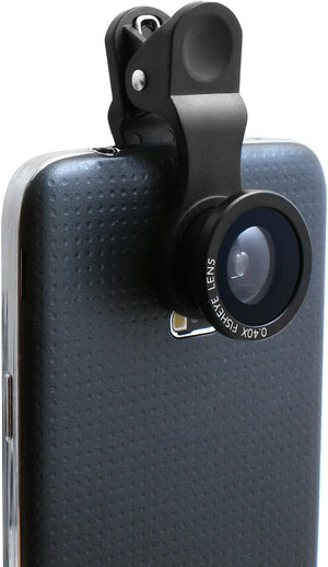 Objectif universel à clipser System-S 0,4x Fisheye, 0,67x grand angle et objectif macro pour smartphone tablette PC