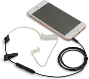 SYSTEM-S Einohr Anti-Strahlung Anti-Radiation Headset Kopfhörer mit Schallschlauch Smartphone Handy Tablet PC schwarz