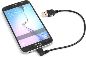 Câble Micro USB 2.0 System-S de 20 cm, prise coudée à 90 degrés (droite/mâle), adaptateur, câble de données et câble de chargement