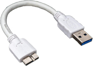 System-S Short Micro USB 3.0 data cable charging cable (USB 3.0 Micro-B) 10 cm in white