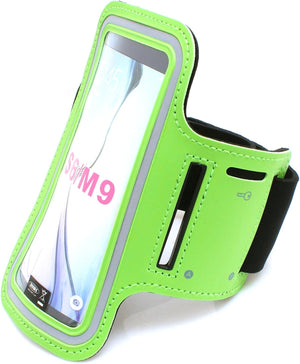 System-S Sportarmband Fitness Laufen Biking Armband Neopren Tasche Hülle Cover in grün für Samsung Galaxy S6