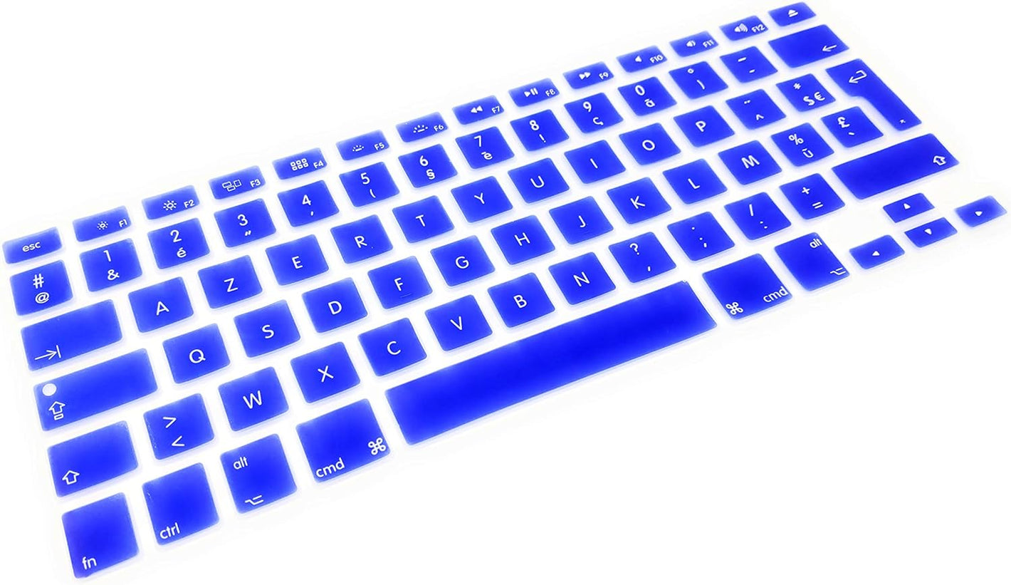 System-S Protector de Teclado de Silicona Funda de Teclado AZERTY Protector de Cubierta de Teclado Francés para MacBook Pro 13 pulgadas 15 pulgadas 17 pulgadas iMac MacBook Air 13 pulgadas en Azul