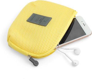 System-S Sac de protection universel pour écouteurs, câbles de chargement et smartphones, housse de protection, sac de rangement en jaune