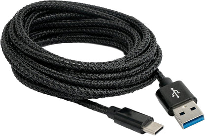 SYSTEM-S USB 3.1 Kabel 3 m Typ C Stecker zu 3.0 Typ A Stecker Adapter geflochten Schwarz