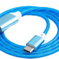 SYSTEM-S USB 3.1 leuchtendes Kabel 1 m Typ C Stecker zu 2.0 A Stecker Adapter in Blau