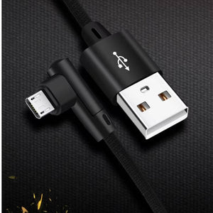 Câble micro USB coudé à 90° fiche coudée vers USB 2.0 type A câble de données coudé à 90° câble de charge 20 cm en noir