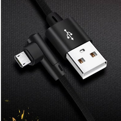 SYSTEM-S Micro USB Kabel 90° grad rechts gewinkelt Winkelstecker zu USB 2.0 Typ A 90° Grad rechts gewinkelt Datenkabel Ladekabel 20 cm in Schwarz