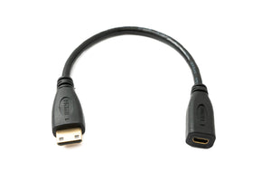 SYSTEM-S HDMI 1.4 cable 15 cm mini plug to micro socket 4K UHD 30 Hz 2K 60 Hz adapter