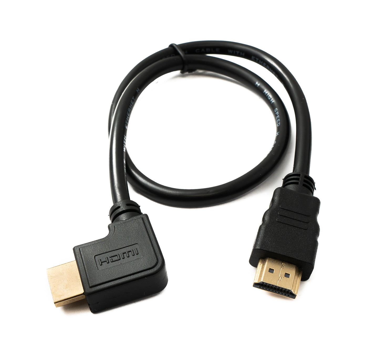 SYSTEM-S HDMI 1.4 Kabel 50 cm Standard Stecker zu Stecker Winkel 4K UHD 30 Hz 2K 60 Hz