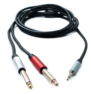 SYSTEM-S Y Audio Kabel 2 m Stereo TRS 3,5 mm Stecker zu 2x 6.35 mm Klinke TS Stecker