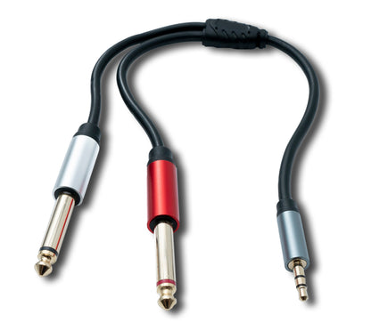 SYSTEM-S Y Audio Kabel 30 cm Stereo TRS 3,5 mm Stecker zu 2x 6.35 mm Klinke TS Stecker