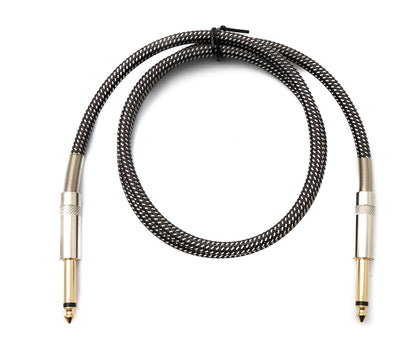 SYSTEM-S Audio Kabel 100 cm 6.35 mm Klinke Stecker zu Stecker Nylon geflochten Knickschutz AUX Adapter