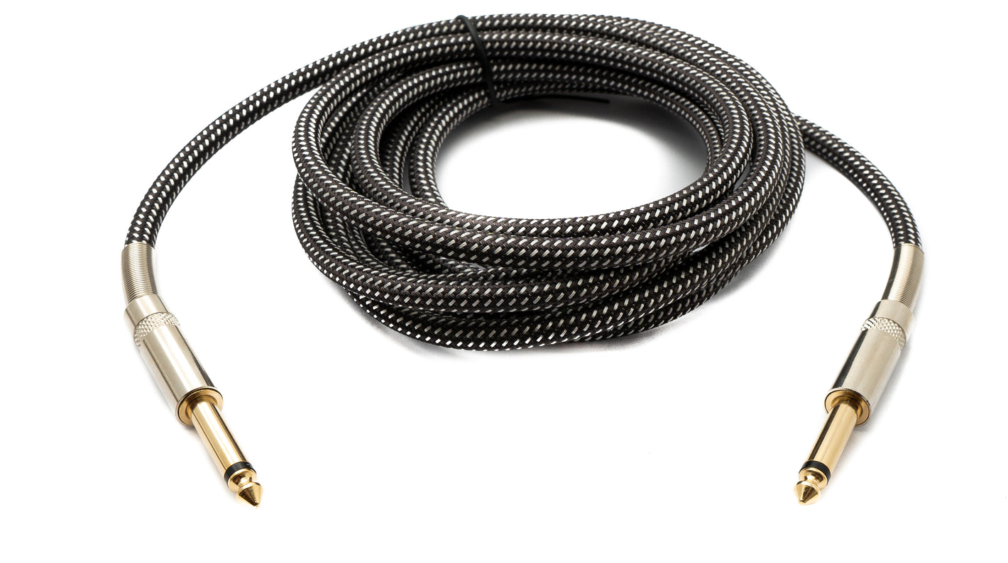 SYSTEM-S Audio Kabel 3 m 6.35 mm Klinke Stecker zu Stecker Nylon geflochten Knickschutz AUX Adapter