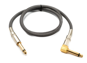 SYSTEM-S audio cable 100 cm 6.35 mm jack plug to plug angle nylon braided kink protection AUX adapter