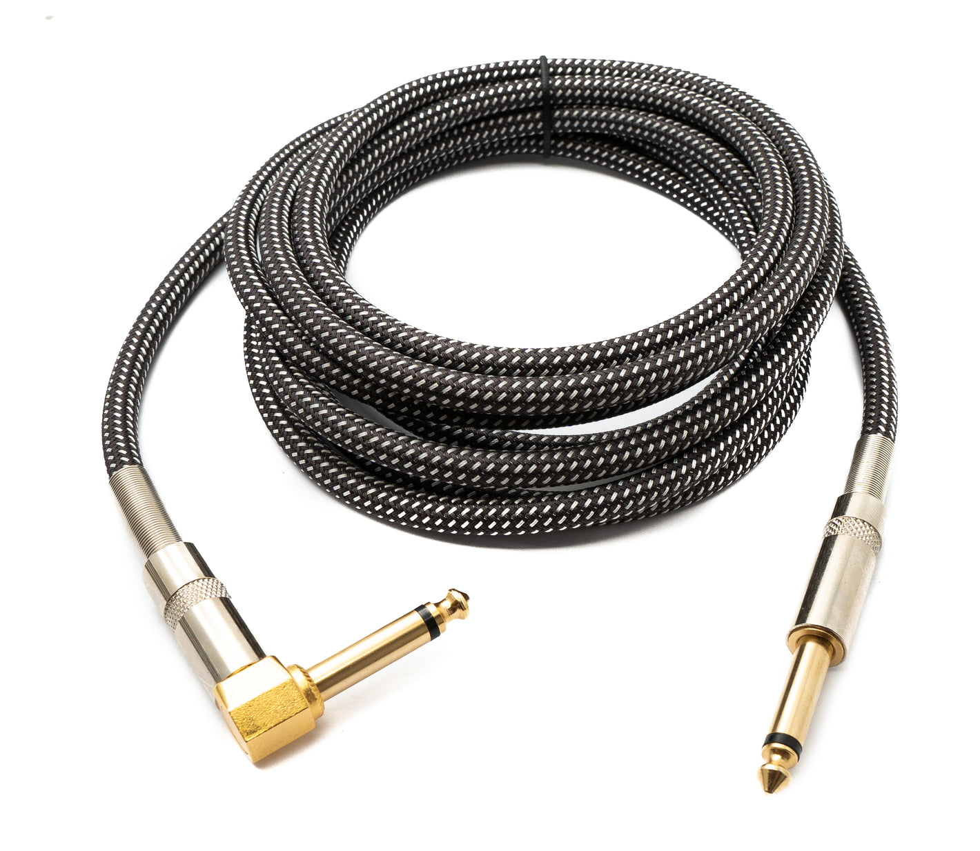 SYSTEM-S audio cable 3 m 6.35 mm jack plug to plug angle nylon braided kink protection AUX adapter