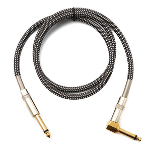 SYSTEM-S Audio Kabel 100 cm 6.35 mm Klinke Stecker zu Stecker Winkel Nylon geflochten Knickschutz AUX Adapter