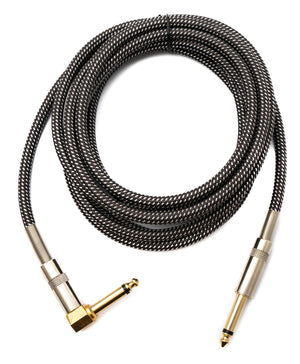 SYSTEM-S Audio Kabel 3 m 6.35 mm Klinke Stecker zu Stecker Winkel Nylon geflochten Knickschutz AUX Adapter