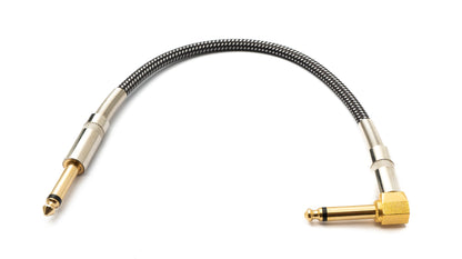 SYSTEM-S Audio Kabel 30 cm 6.35 mm Klinke Stecker zu Stecker Winkel Nylon geflochten Knickschutz AUX Adapter