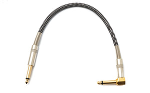 SYSTEM-S Audio Kabel 30 cm 6.35 mm Klinke Stecker zu Stecker Winkel Nylon geflochten Knickschutz AUX Adapter