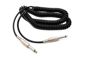 SYSTEM-S Audio Kabel 5 m 6.35 mm Klinke Stecker zu Stecker Spirale Feder Adapter Schwarz