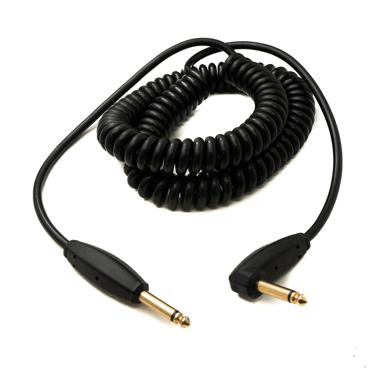 SYSTEM-S Audio Kabel 3 m 6.35 mm Klinke Stecker zu Stecker Winkel AUX Stummschalter Spirale Adapter Schwarz