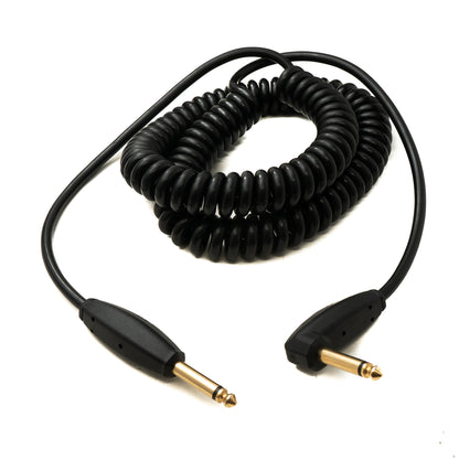 SYSTEM-S Câble Audio 3 m Jack 6,35 mm Mâle vers Mâle Angle AUX Mute Switch Adaptateur Spirale Noir