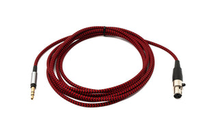 Cavo audio da 2 m con spina jack da 3,5 mm su presa mini XLR intrecciato in rosso